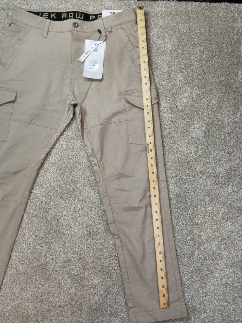 Men's Slim Straight Cargo Pants - Khaki - Picture 12 of 12